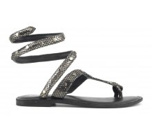 Wrap up laminated leather sandal with studs F08171824-0278 Prezzi Outlet